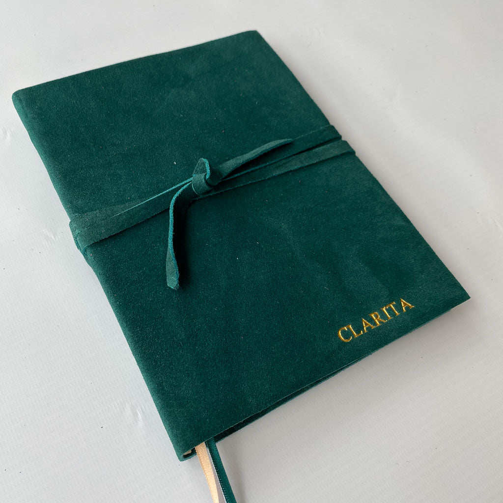 Agenda de Cuero Gamuzado Tonos Verdes- 15x21