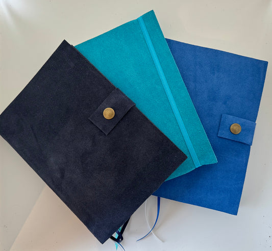 Agenda de Cuero Gamuzado Tonos Azules - 15x21