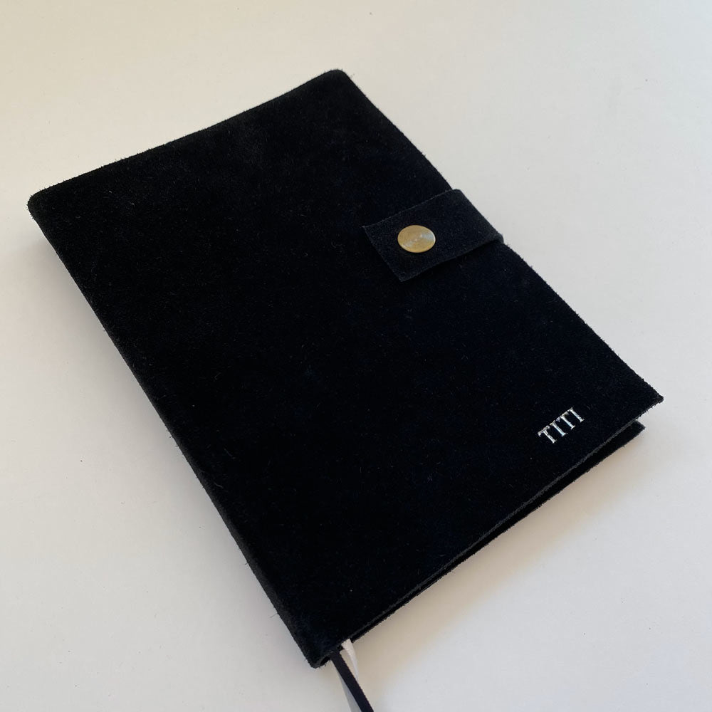 Agenda de Cuero Gamuzado Negro - 15x21