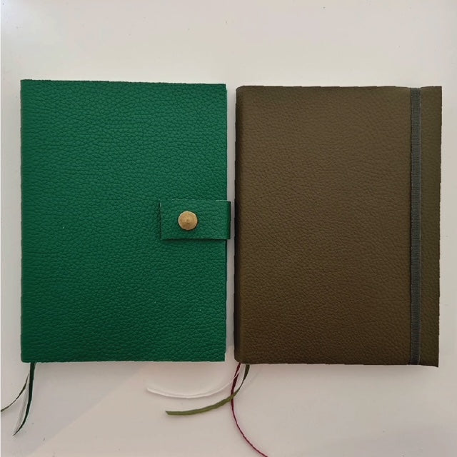 Agenda de Cuero Graneado Tonos Verdes 15x21