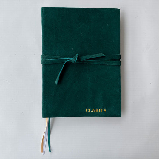 Agenda de Cuero Gamuzado Tonos Verdes- 15x21