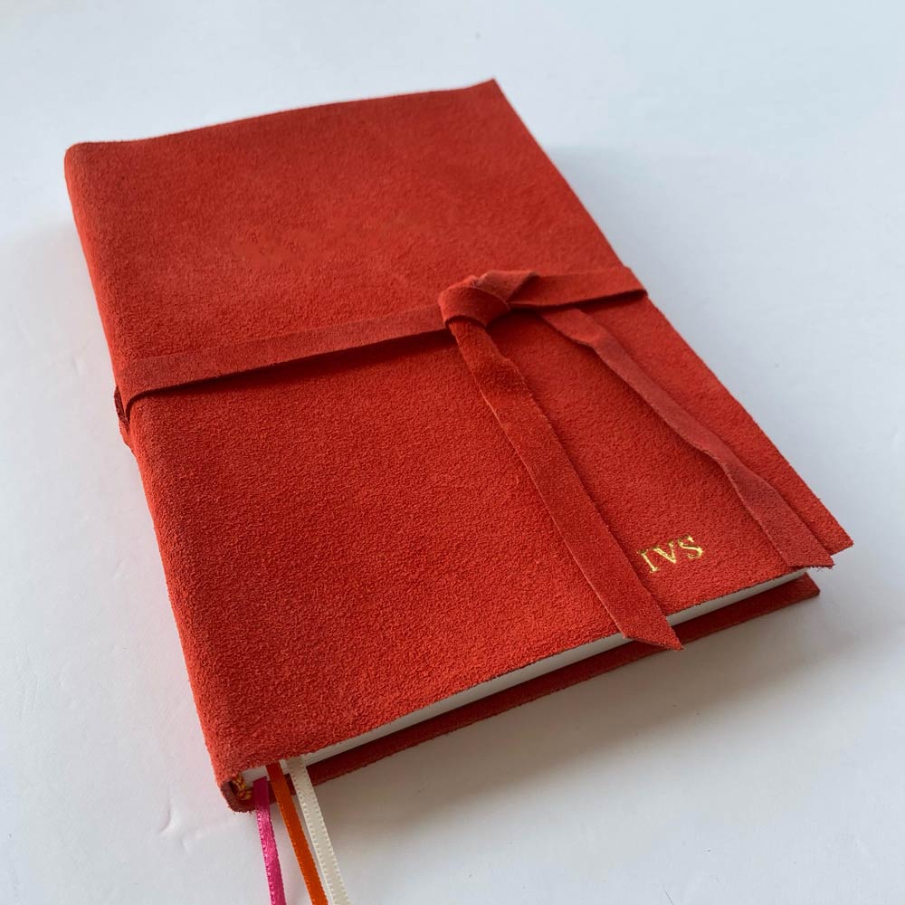 Cuaderno de Cuero Gamuzado Tonos Rojos