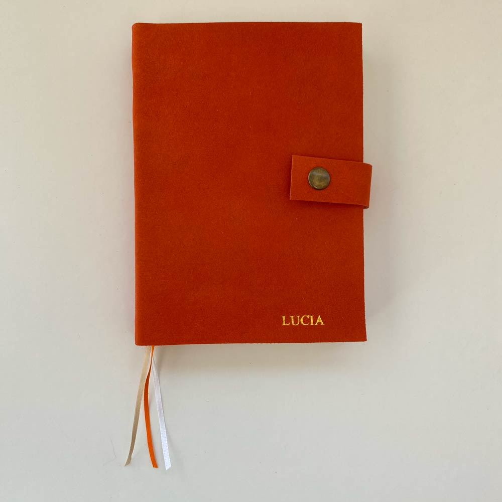 Cuaderno de Cuero Gamuzado Tonos Rojos