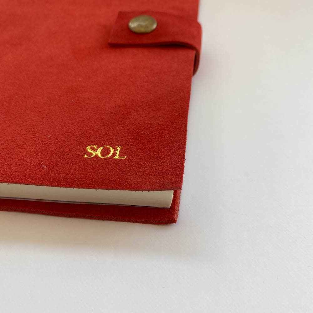 Cuaderno de Cuero Gamuzado Tonos Rojos